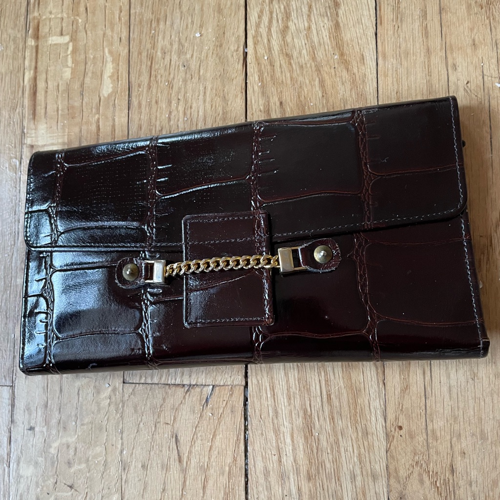 Elegant Brown Crocodile Pattern Clutch